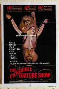 p072 INCREDIBLE TORTURE SHOW one-sheet movie poster '76 horror comedy!