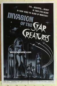 p090 INVASION OF THE STAR CREATURES one-sheet movie poster '62 AIP sci-fi!