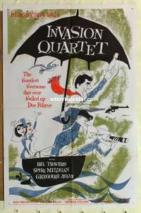p091 INVASION QUARTET one-sheet movie poster '61 Travers, WWII comedy!