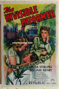 p094 INVISIBLE INFORMER one-sheet movie poster '46 insurance fraud!
