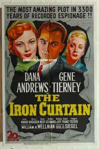 p098 IRON CURTAIN one-sheet movie poster '48 Dana Andrews, Gene Tierney
