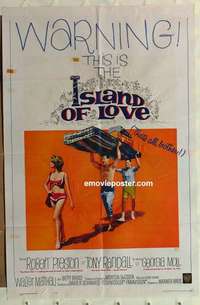 p104 ISLAND OF LOVE one-sheet movie poster '63 Robert Preston, Randall