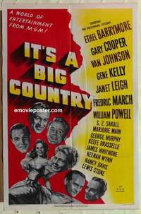 p118 IT'S A BIG COUNTRY one-sheet movie poster '51 Gary Cooper, Davis