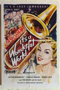 p121 IT'S A WONDERFUL WORLD one-sheet movie poster '56 jazz!
