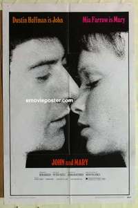 p144 JOHN & MARY one-sheet movie poster '69 Dustin Hoffman, Mia Farrow