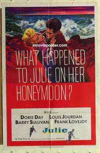 p156 JULIE one-sheet movie poster '56 Doris Day, Louis Jourdan