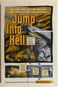 p159 JUMP INTO HELL one-sheet movie poster '55 Indochina war, David Butler