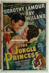p162 JUNGLE PRINCESS one-sheet movie poster R46 Dorothy Lamour, Milland