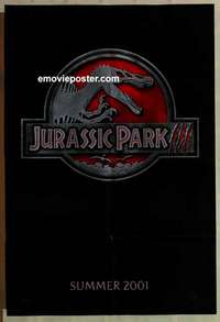 p166 JURASSIC PARK 3 DS teaser one-sheet movie poster '01 Neill, dinosaurs!