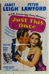 p167 JUST THIS ONCE one-sheet movie poster '52 Janet Leigh, Peter Lawford