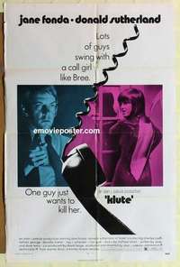 p200 KLUTE one-sheet movie poster '71 Jane Fonda, Donald Sutherland