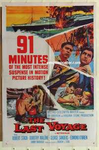 p220 LAST VOYAGE int'l one-sheet movie poster '60 Robert Stack, Woody Strode