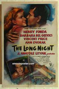 p243 LONG NIGHT one-sheet movie poster '47 Henry Fonda, Bel Geddes