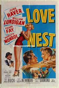 p253 LOVE NEST one-sheet movie poster '51 sexy Marilyn Monroe, June Haver