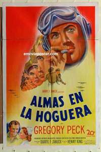 s168 TWELVE O'CLOCK HIGH Spanish/U.S. one-sheet movie poster '50 Gregory Peck