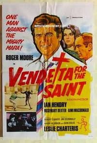 s138 VENDETTA FOR THE SAINT English one-sheet movie poster '69 Roger Moore