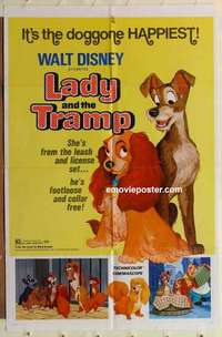s848 LADY & THE TRAMP one-sheet movie poster R72 Walt Disney classic!