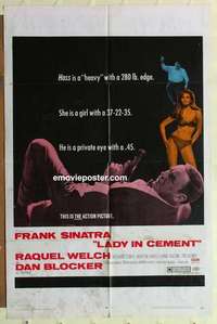 s847 LADY IN CEMENT one-sheet movie poster '68 Frank Sinatra, sexy Raquel!