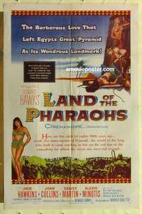 s846 LAND OF THE PHARAOHS one-sheet movie poster '55 Joan Collins, Hawkins