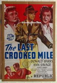 s845 LAST CROOKED MILE one-sheet movie poster '46 Red Barry, Ann Savage