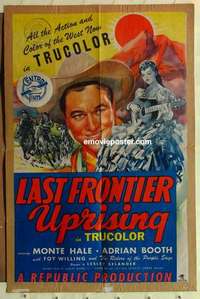 s844 LAST FRONTIER UPRISING one-sheet movie poster '47 Monte Hale, Booth