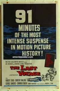s841 LAST VOYAGE one-sheet movie poster '60 Robert Stack, Woody Strode