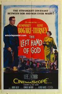 s838 LEFT HAND OF GOD one-sheet movie poster '55 priest Humphrey Bogart!