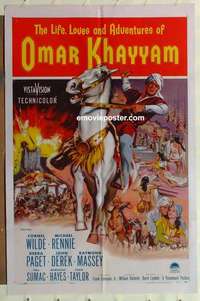 s647 OMAR KHAYYAM one-sheet movie poster '57 Cornel Wilde, Debra Paget