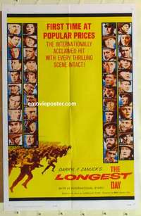 s821 LONGEST DAY one-sheet movie poster '62 John Wayne, all-star cast!