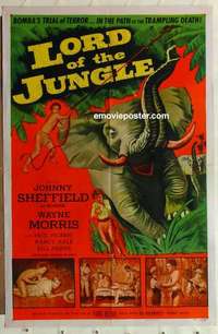 s820 LORD OF THE JUNGLE one-sheet movie poster '55 Bomba the Jungle Boy!