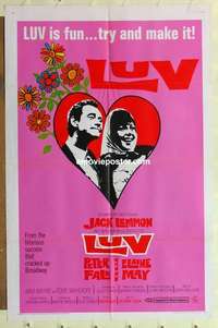 s814 LUV one-sheet movie poster '67 Jack Lemmon, Peter Falk, Elaine May
