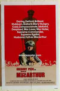 s811 MacARTHUR one-sheet movie poster '77 daring General Gregory Peck!