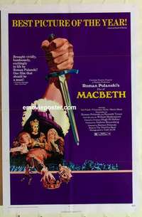 s810 MACBETH one-sheet movie poster '72 Roman Polanski, Shakespeare