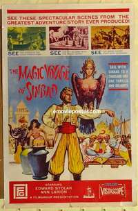 s800 MAGIC VOYAGE OF SINBAD one-sheet movie poster '62 Coppola written!