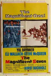 s798 MAGNIFICENT SEVEN one-sheet movie poster '60 Yul Brynner, McQueen
