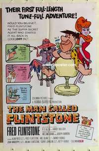 s791 MAN CALLED FLINTSTONE one-sheet movie poster '66 Hanna-Barbera!