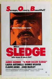 s790 MAN CALLED SLEDGE international style one-sheet movie poster '70 James Garner, western!