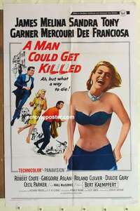 s789 MAN COULD GET KILLED one-sheet movie poster '66 Melina Mercouri