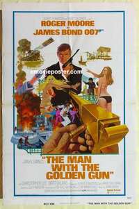s781 MAN WITH THE GOLDEN GUN one-sheet movie poster '74 Moore as James Bond