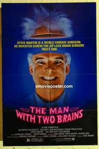 s780 MAN WITH TWO BRAINS one-sheet movie poster '83 Steve Martin, wacky!