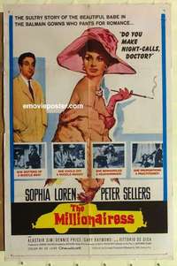 s749 MILLIONAIRESS one-sheet movie poster '60 Sophia Loren, Peter Sellers