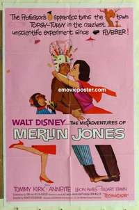 s745 MISADVENTURES OF MERLIN JONES one-sheet movie poster '64 Walt Disney