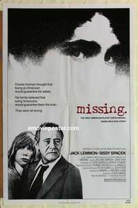 s744 MISSING one-sheet movie poster '82 Jack Lemmon, Sissy Spacek