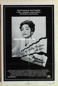 s737 MOMMIE DEAREST one-sheet movie poster '81 Faye Dunaway as Crawford!