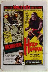 s733 MONSTER FROM GREEN HELL/HALF HUMAN one-sheet movie poster '57 terror!