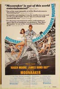 s730 MOONRAKER reviews style one-sheet movie poster '79 Moore as Bond!