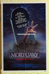 s725 MORTUARY one-sheet movie poster '84 Satanic cult, cool artwork!