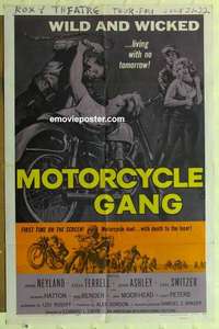 s721 MOTORCYCLE GANG one-sheet movie poster '57 AIP biker classic!