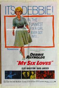 s703 MY 6 LOVES one-sheet movie poster '62 Debbie Reynolds, Robertson