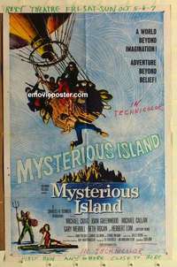 s694 MYSTERIOUS ISLAND one-sheet movie poster '61 Ray Harryhausen